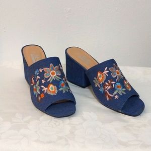 M&E Collection Block Heel slip on open toe.Size 10